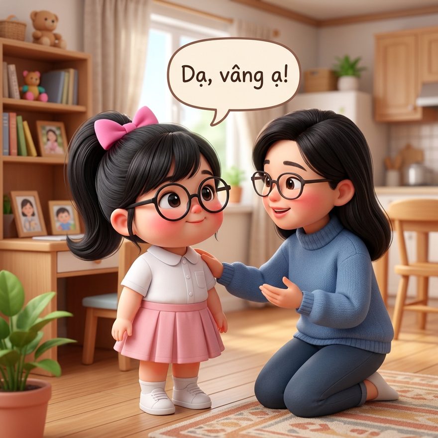 Người lớn nói thì nghe hết câu, trả lời Dạ rõ ràng.